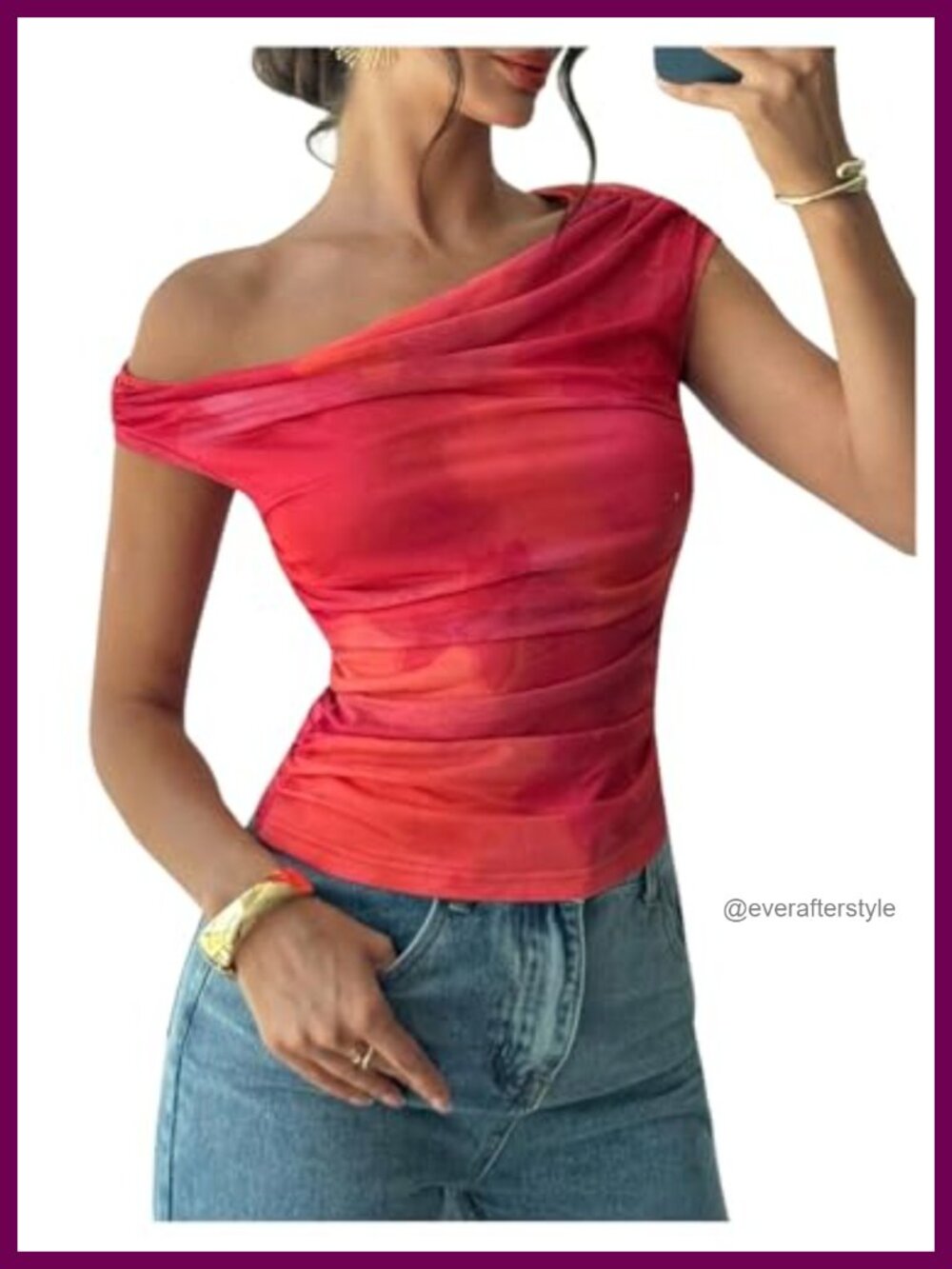 One Shoulder Mesh Crop Top Floral Y2K Ruched Slim Fit Going Out